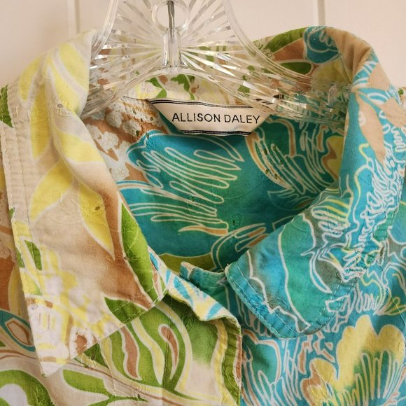Allison Daly Tropical Button Shirt M/L - Picture 13 of 16